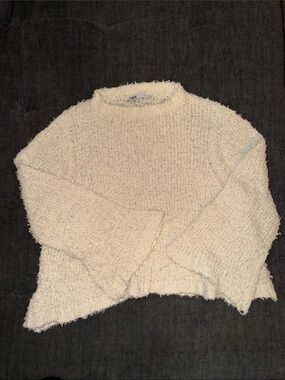 Zara Cream Textured Crewneck Sweater